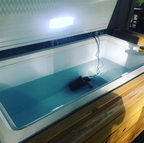 An ice bath applies cold therapy through a full-body immersive experience. . Chest freezer ice bath